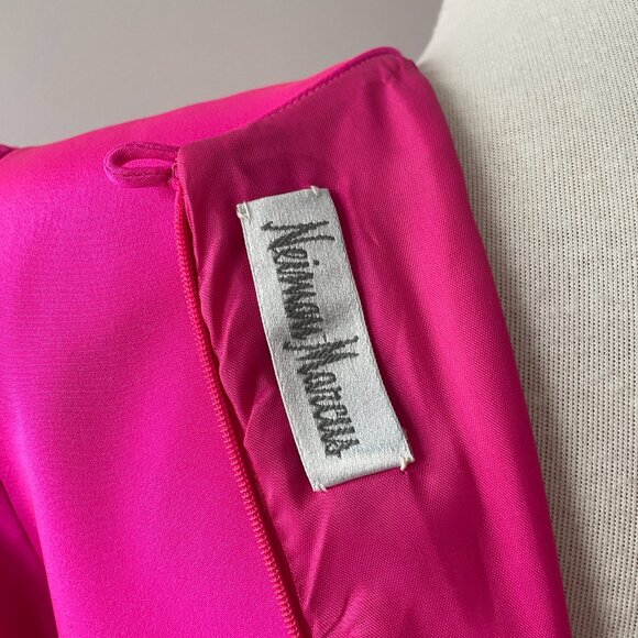 Vintage 80s/90s David Hayes Silk Dress – Hot Pink & Black Colour Block - Picture 7 of 11